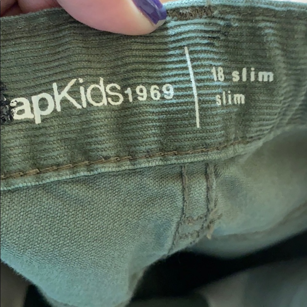 NWOT Gap girls green corduroy slacks 18 slim - Picture 4 of 6